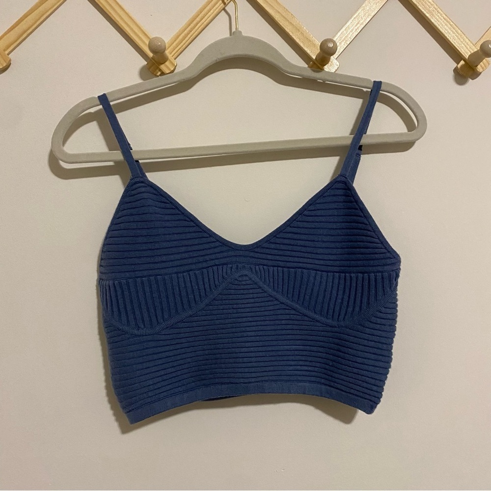 NWT Aerie Navy Blue Ribbed Sweater Cropped Tank